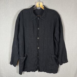 VTG CP Shades Womens Size M Thick Linen Long Sleeve Shirt Button Front Pockets